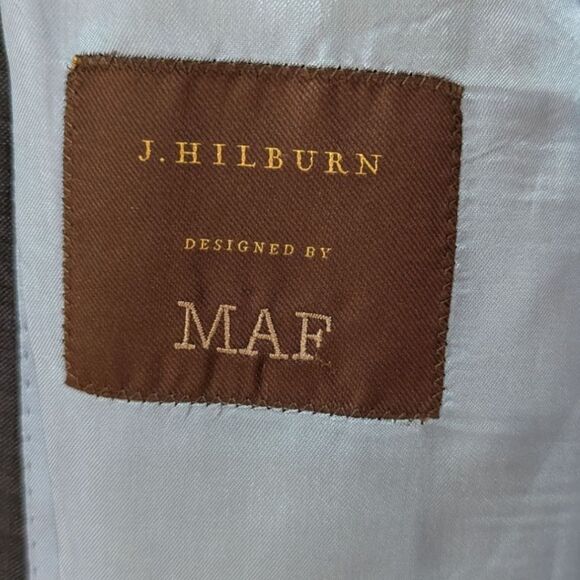 J. Hilburn Men's 45R Classic Fit Micro Check Navy Wool Blazer Two Button - Picture 7 of 8